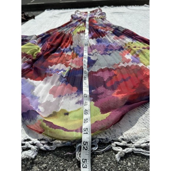 Guess Dress Small Multicolor Kaleido Print Pleated Hi-Lo Lined Racerback Womens - Picture 16 of 16